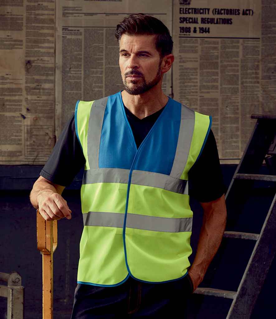 Yoko Hi-Vis Two Band and Braces Waistcoat - Part 1 - Royal Blue/Yellow