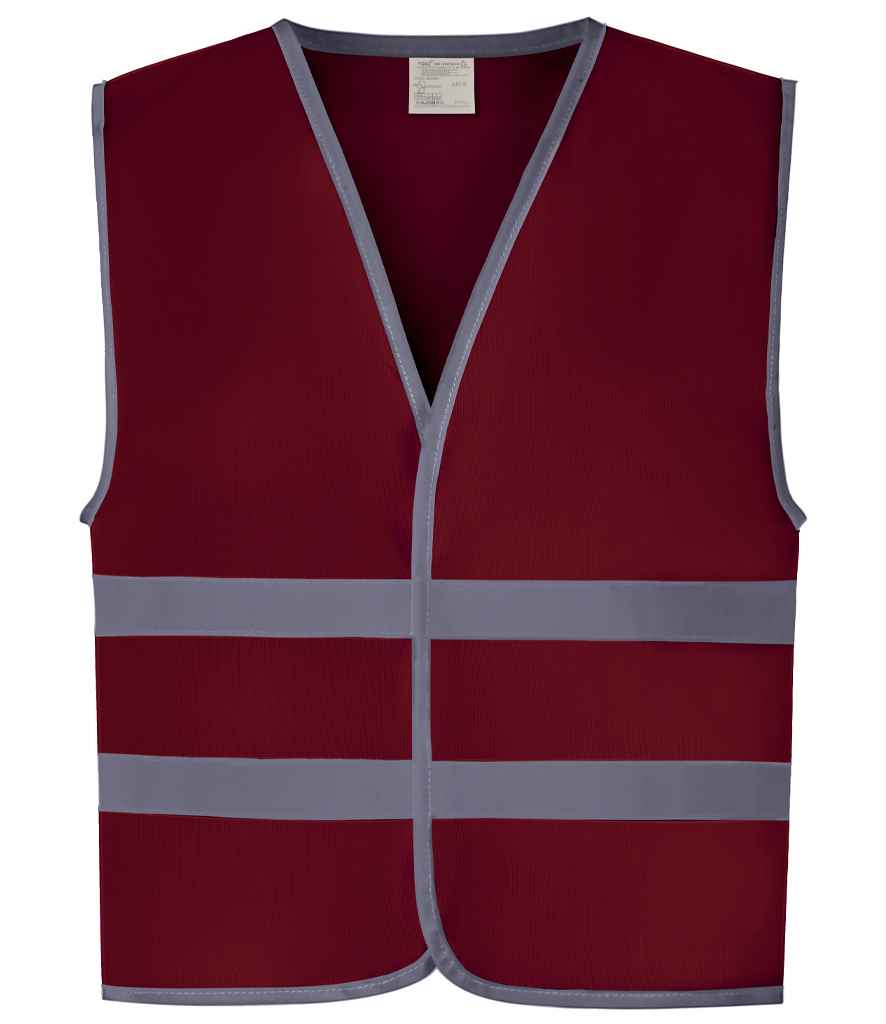 Yoko Kids Hi-Vis Two Band Waistcoat - Maroon