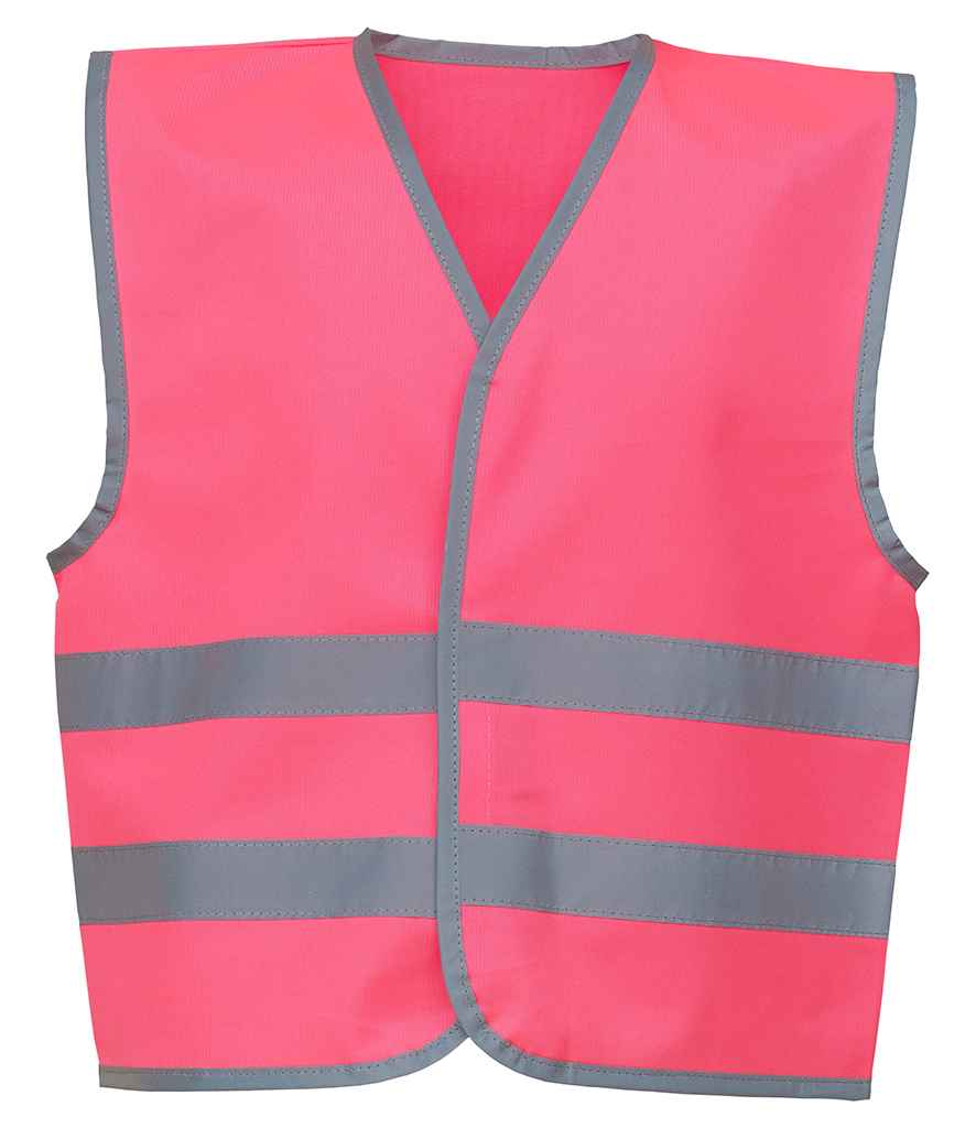 Yoko Kids Hi-Vis Two Band Waistcoat - Pink