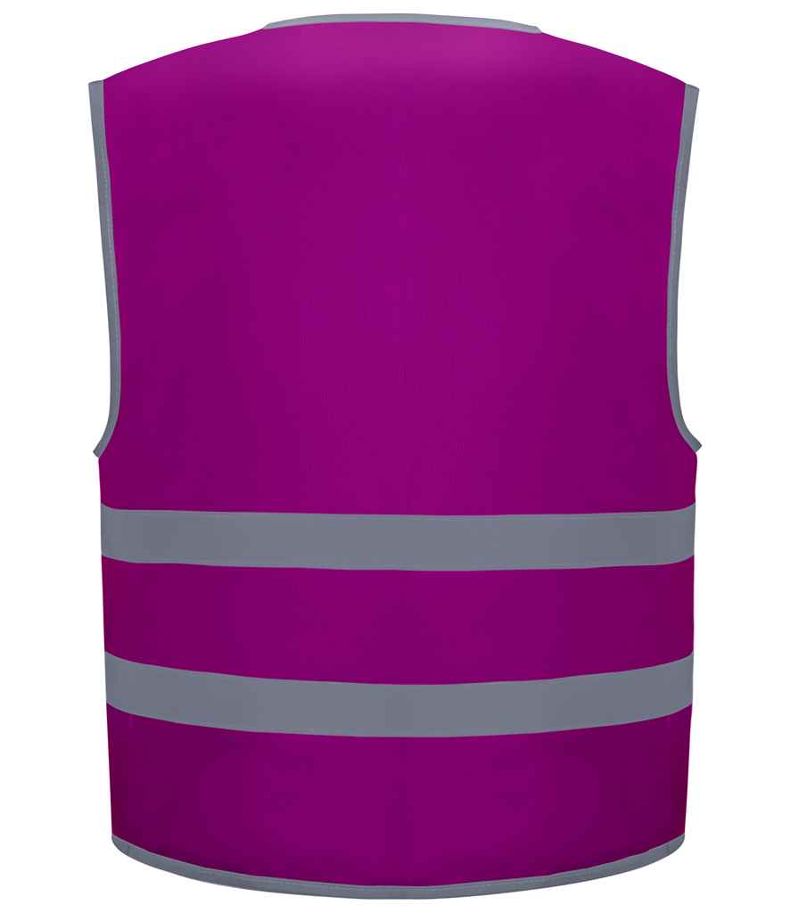 Yoko Kids Hi-Vis Two Band Waistcoat - Raspberry