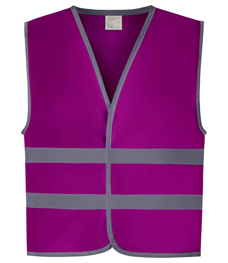 Yoko Kids Hi-Vis Two Band Waistcoat - Raspberry