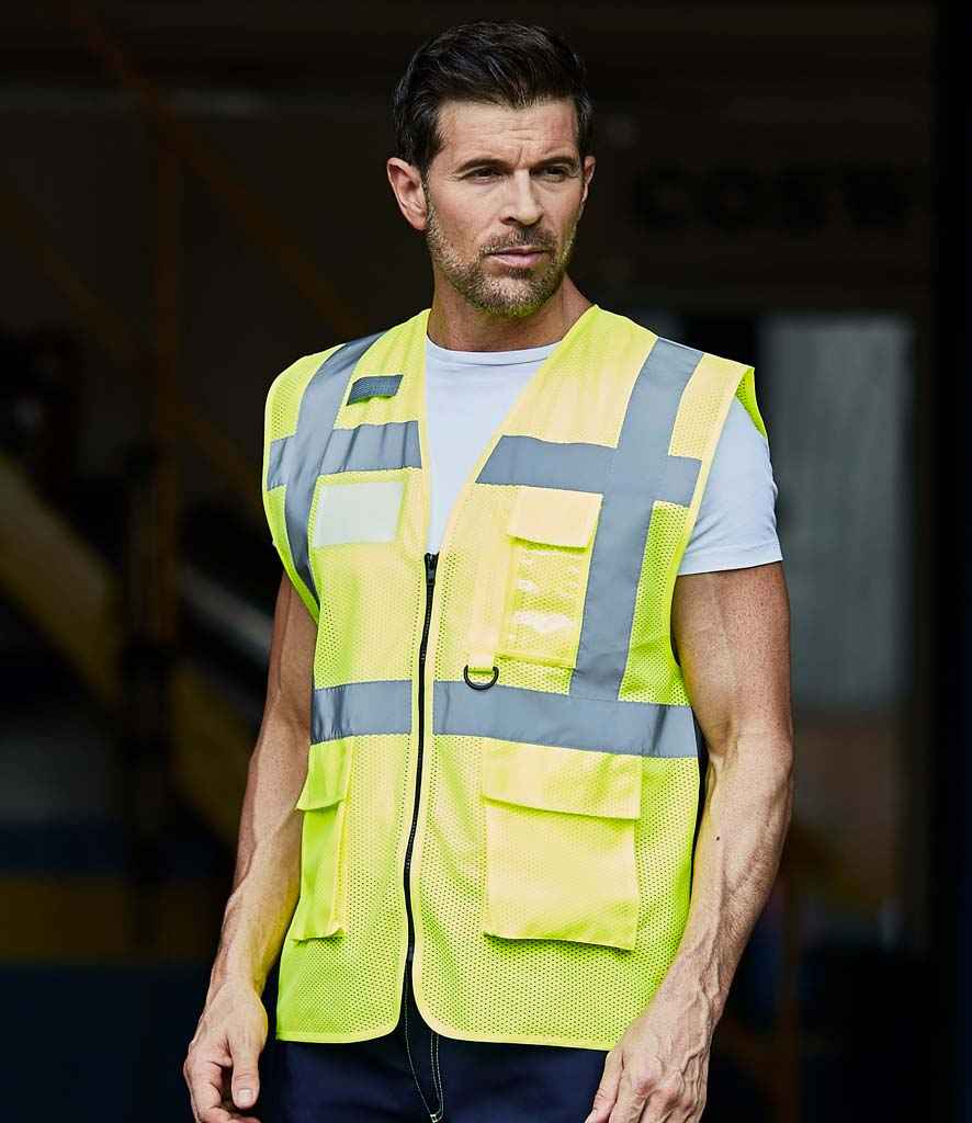 Yoko Hi-Vis Top Cool Open Mesh Executive Waistcoat - Yellow
