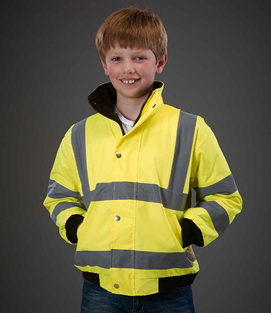 Yoko Kids Hi-Vis Bomber Jacket - Yellow