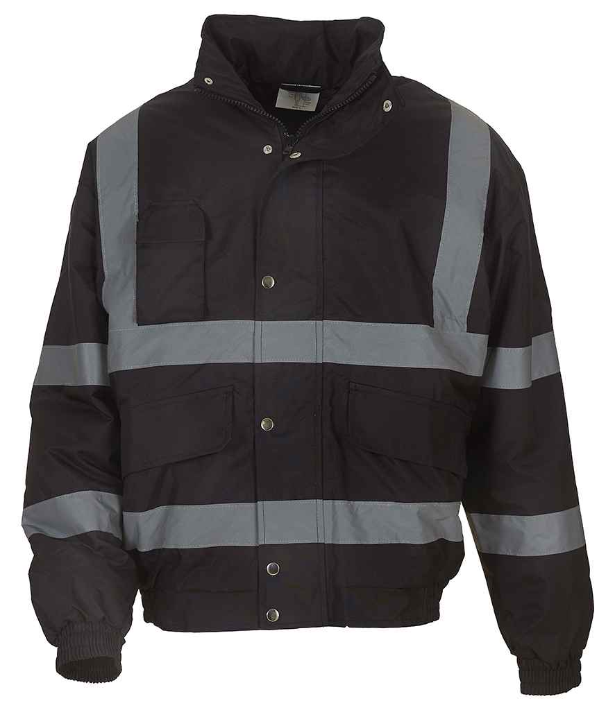 Yoko Hi-Vis Classic Bomber Jacket - Black