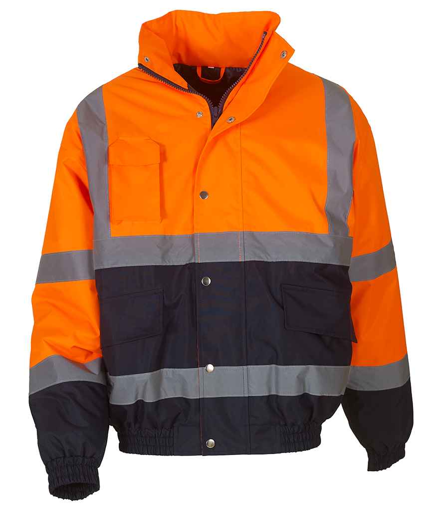 Yoko Hi-Vis Two Tone Bomber Jacket - Orange/Navy