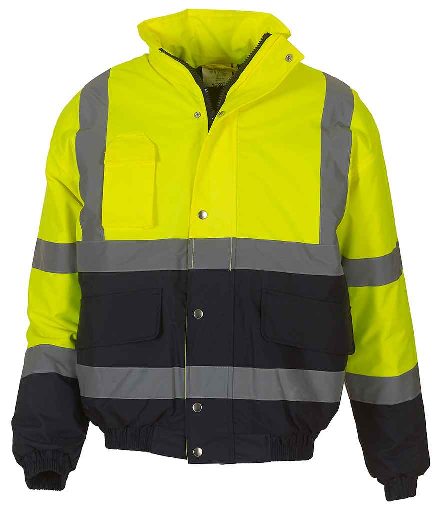 Yoko Hi-Vis Two Tone Bomber Jacket - Yellow/Navy