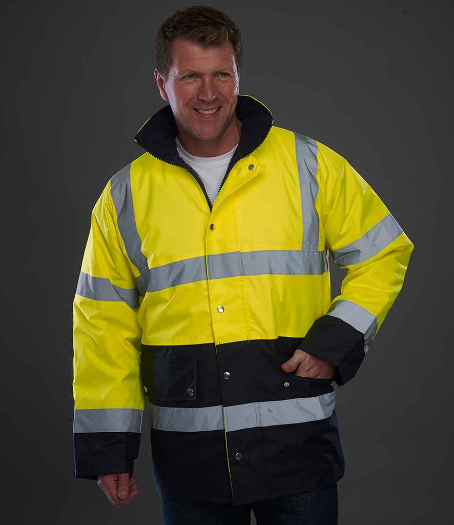 Yoko Hi-Vis Two Tone Motorway Jacket - Yellow/Navy