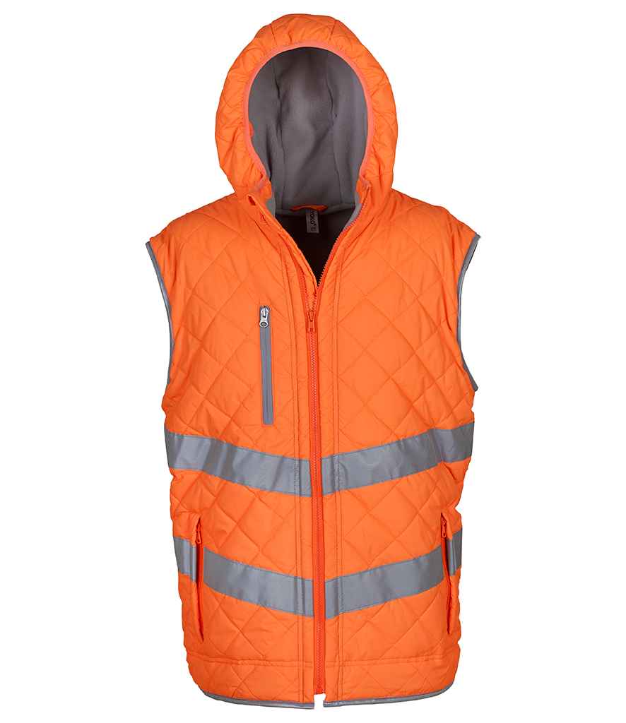 Yoko Hi-Vis Kensington Hooded Gilet - Orange