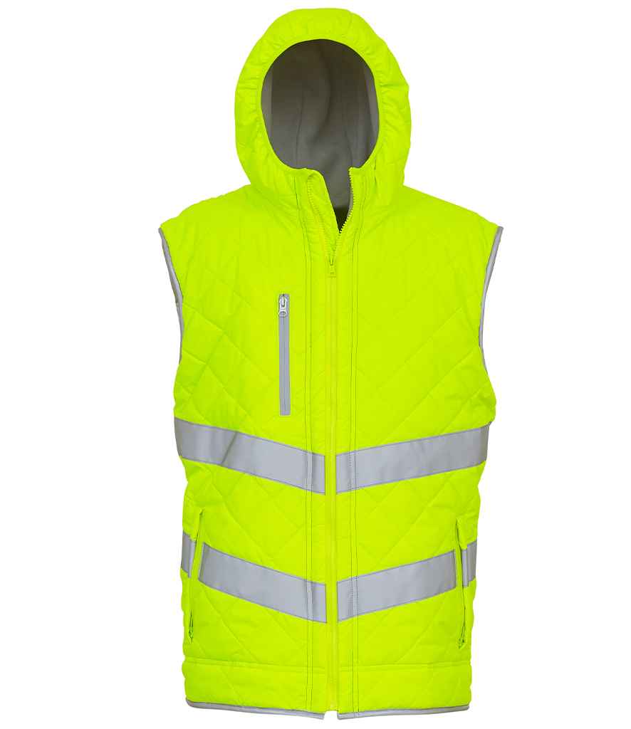 Yoko Hi-Vis Kensington Hooded Gilet - Yellow