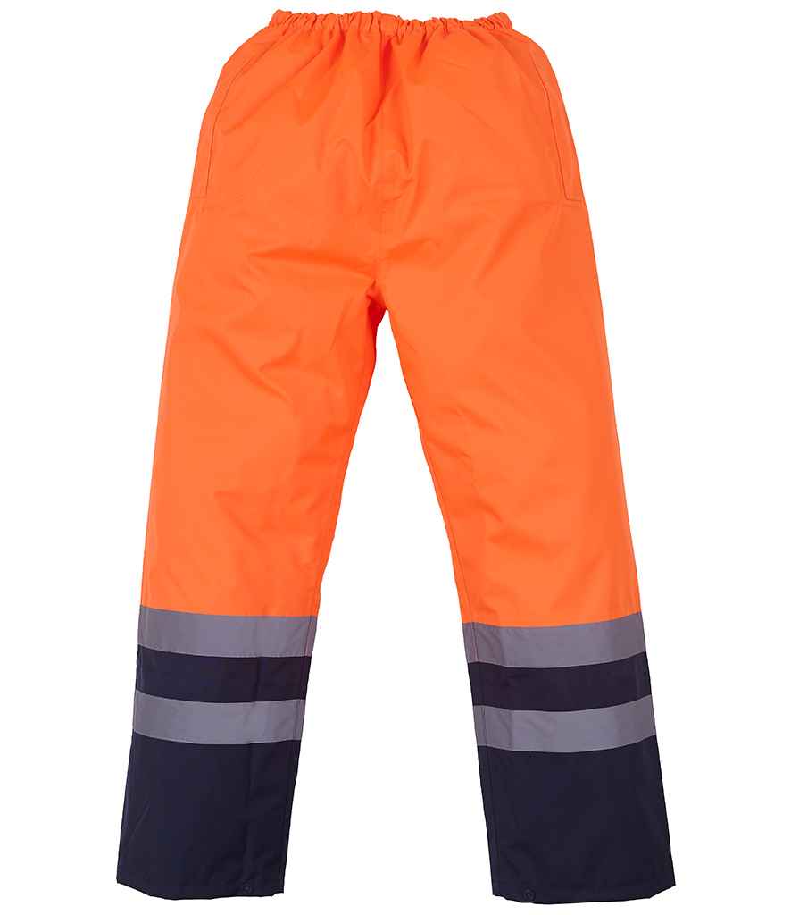 Yoko Hi-Vis Two Tone Waterproof Overtrousers - Orange/Navy