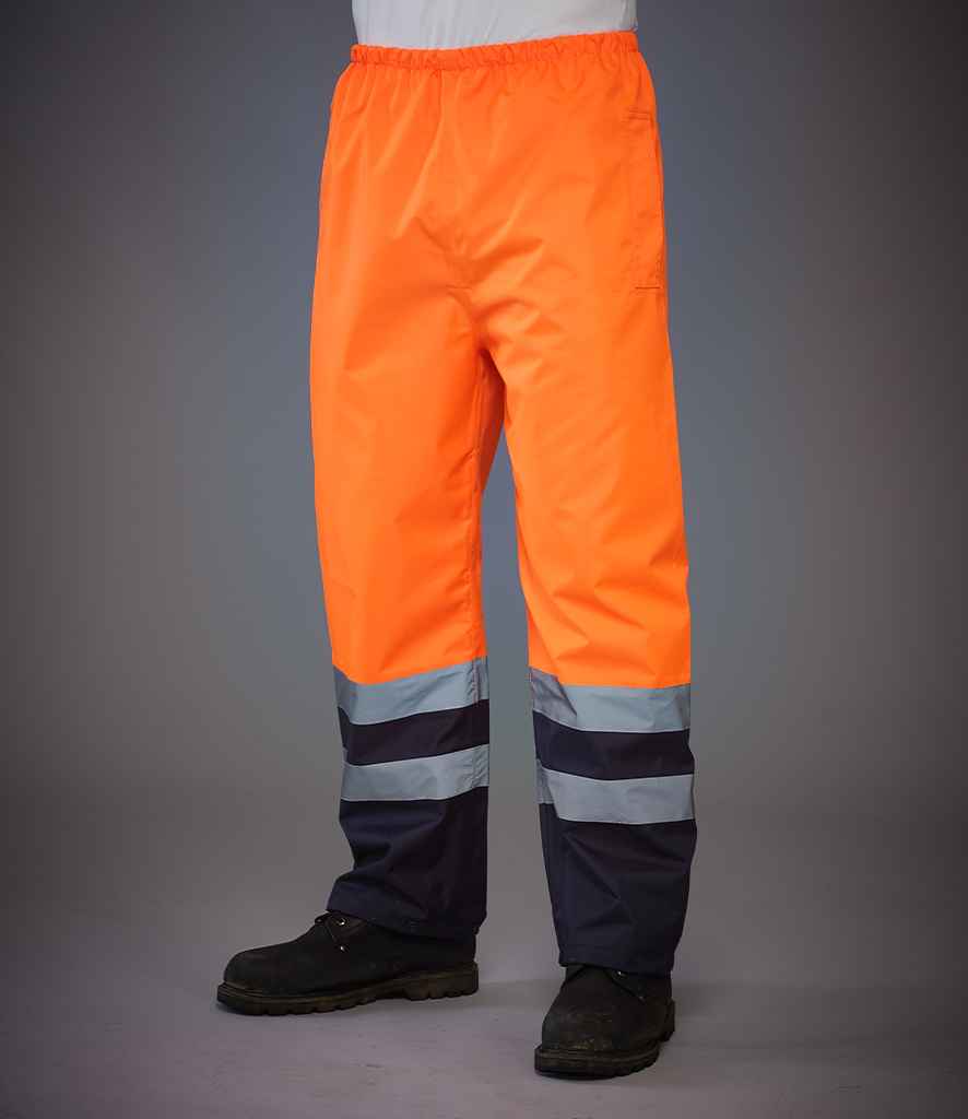 Yoko Hi-Vis Two Tone Waterproof Overtrousers - Orange/Navy