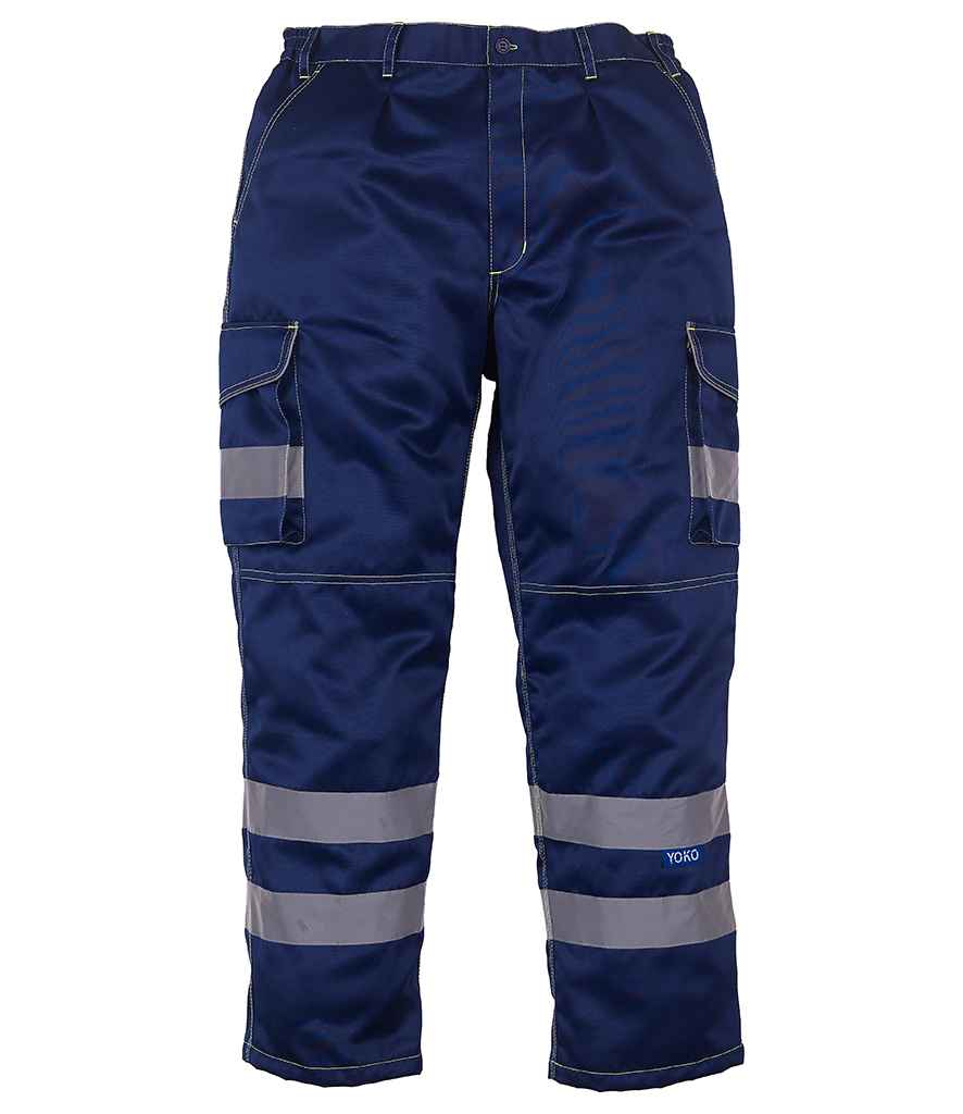 Yoko Hi-Vis Cargo Trousers with Knee Pad Pockets - Navy
