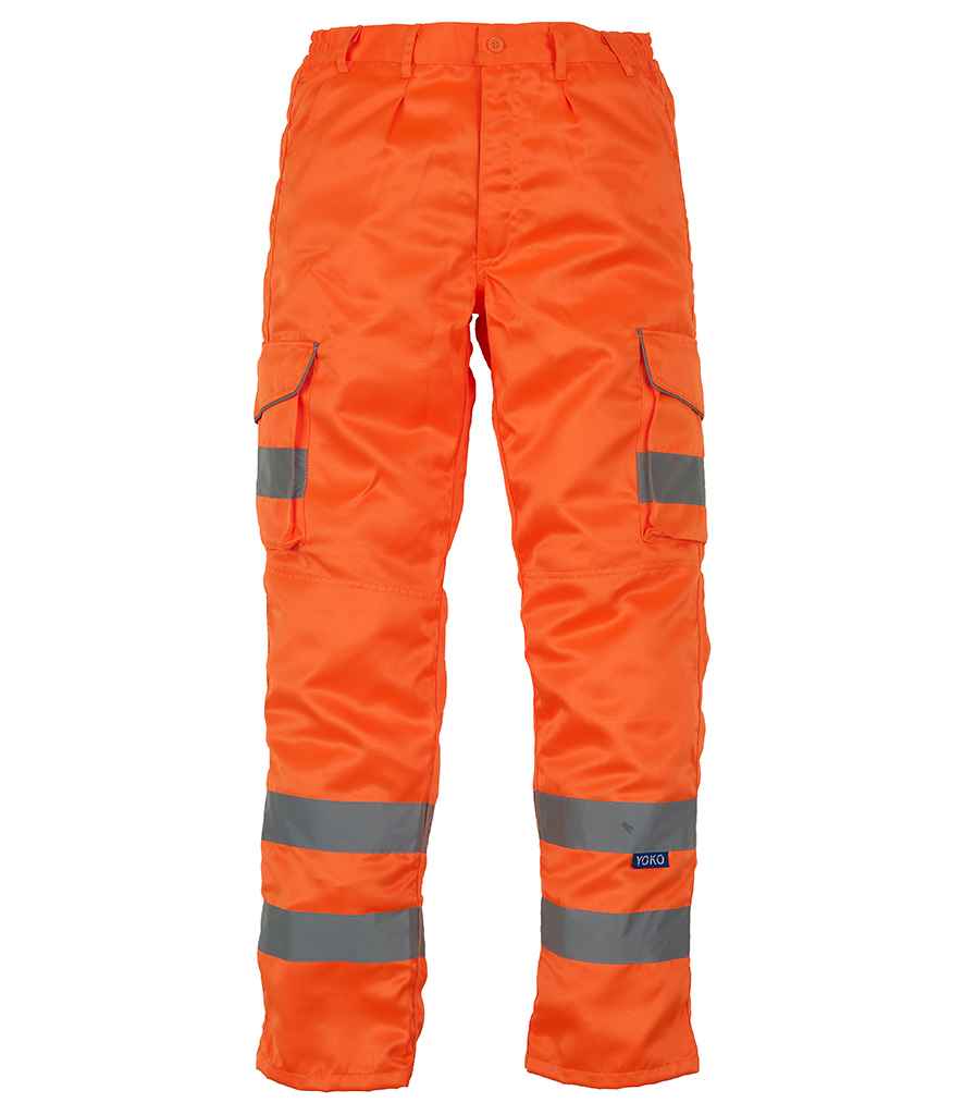 Yoko Hi-Vis Cargo Trousers with Knee Pad Pockets - Orange