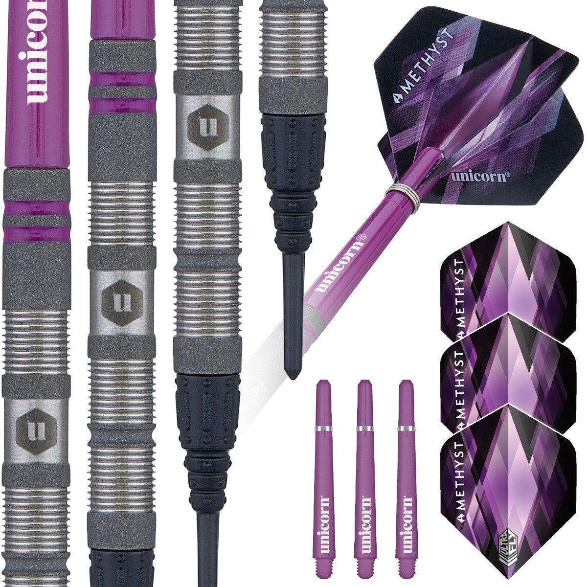 Unicorn Amethyst Style 1 80% Tungsten Soft Tip Darts - 18G