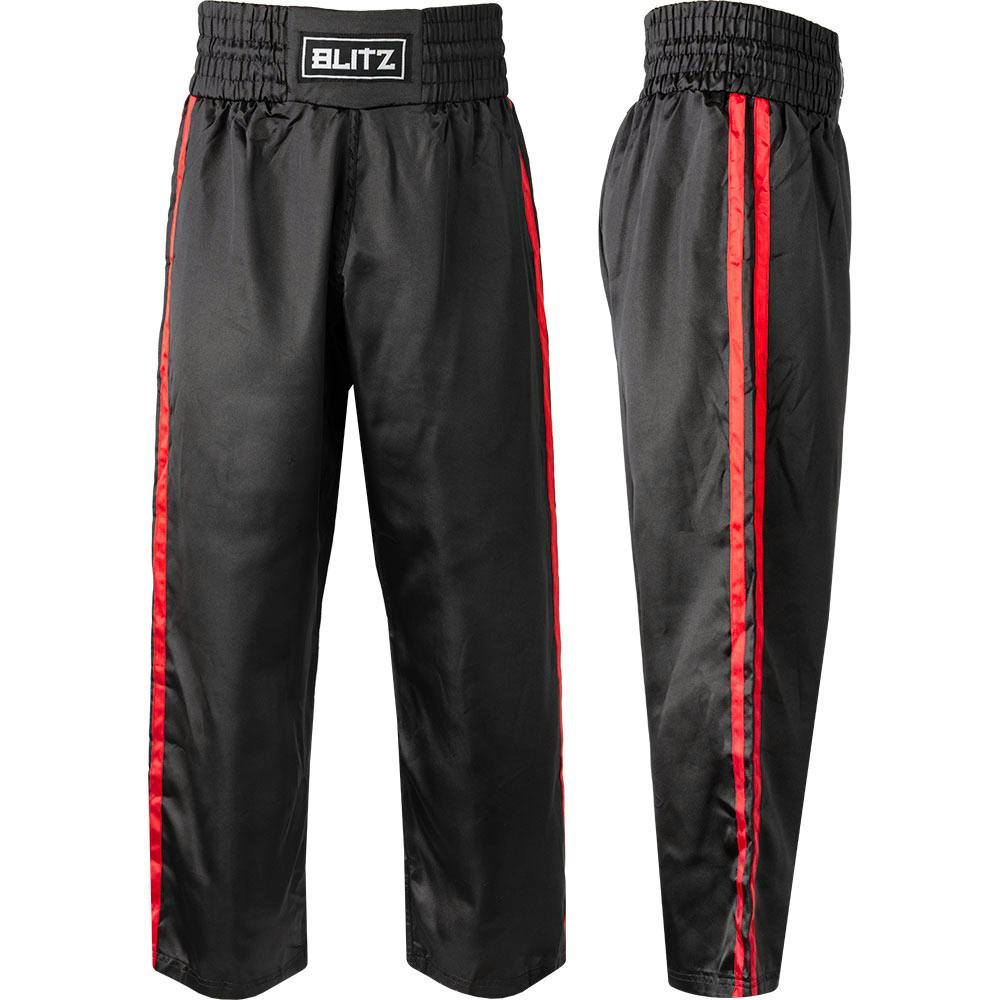 Blitz Adult Classic Satin Contact Trousers - Black / Red - 5/180cm