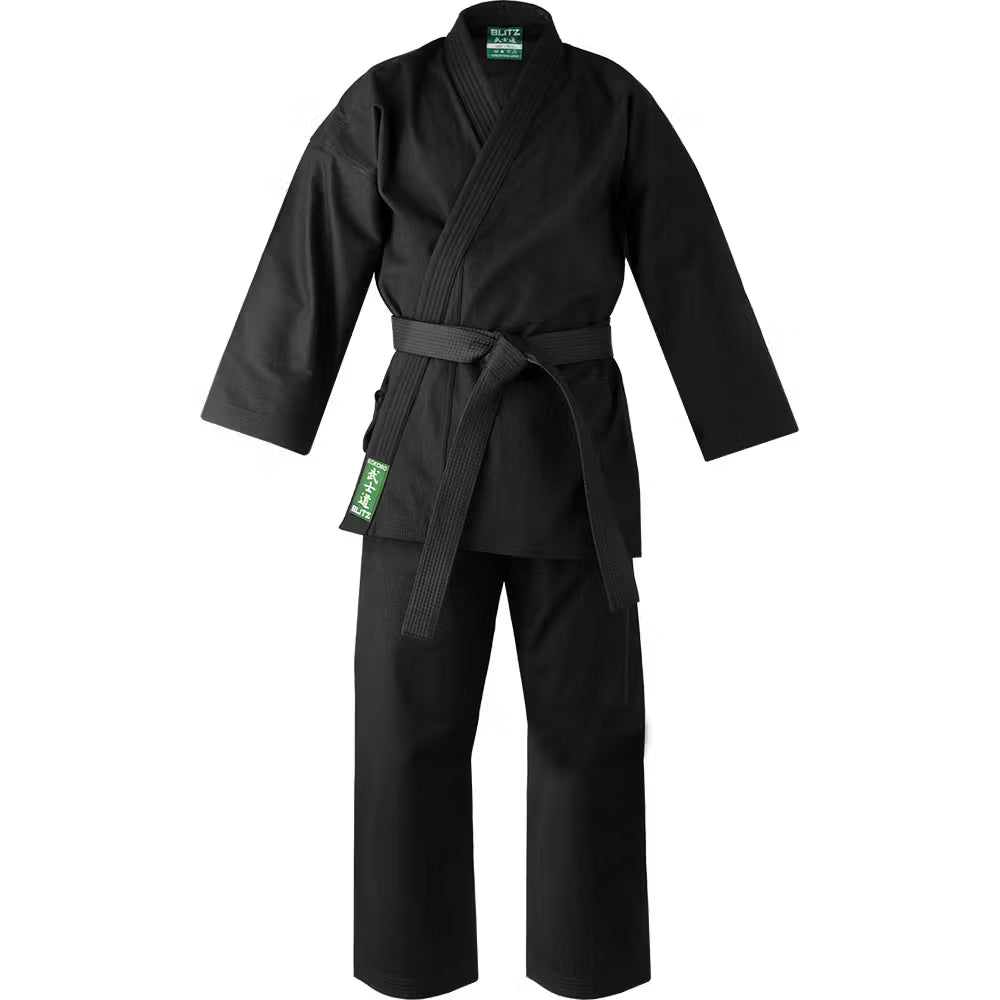 Blitz Adult Kokoro Karate Gi - 10oz - Black - 3/160cm