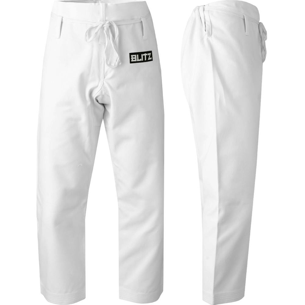 Blitz Adult Middleweight Martial Arts Trousers - 12oz - White - 5/180cm