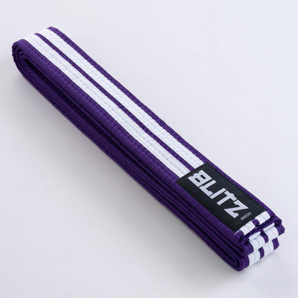 Blitz Colour Belt / Double Stripe - Purple / White - 240cm
