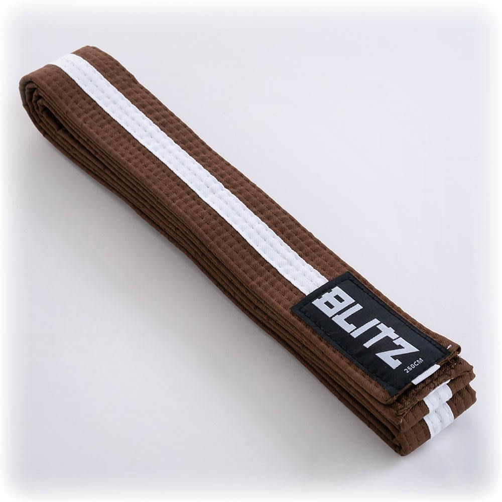 Blitz Colour Belt / White Stripe - Brown / White - 200cm