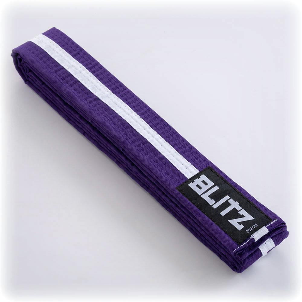 Blitz Colour Belt / White Stripe - Purple / White - 200cm