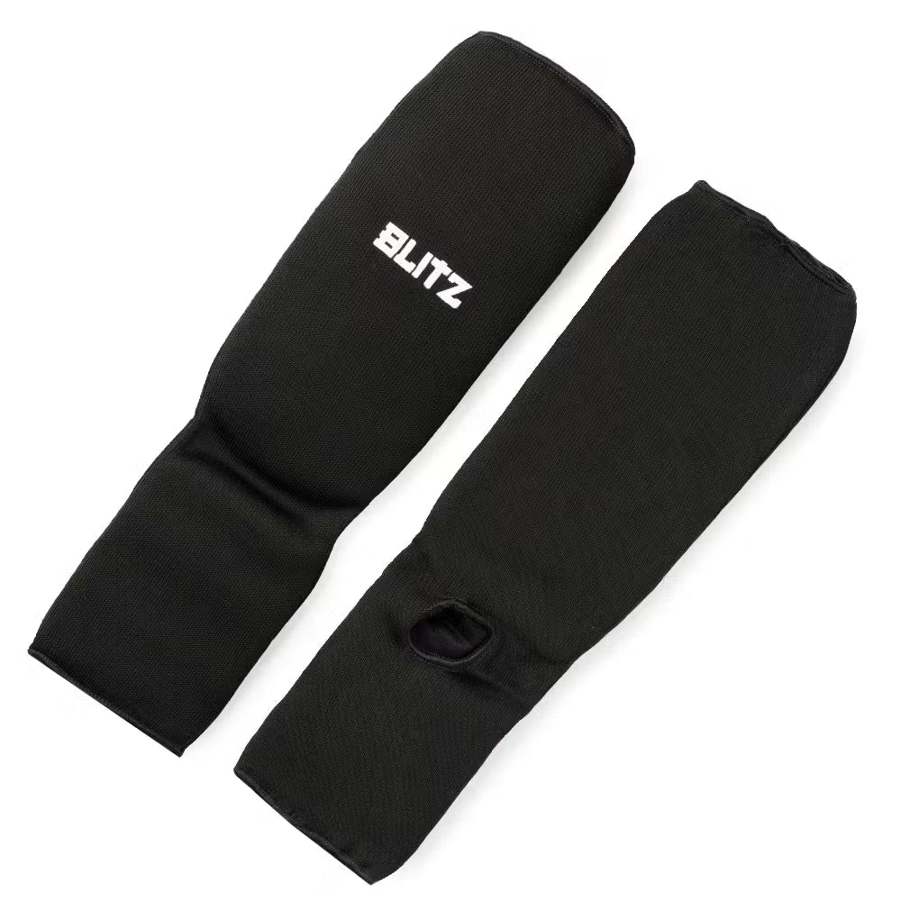 Blitz Elastic Shin & Instep Pads - Black - X-Large