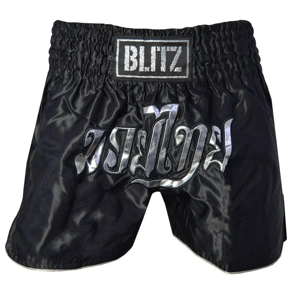 Blitz Slim Cut Muay Thai Shorts - Black - XXX-Small