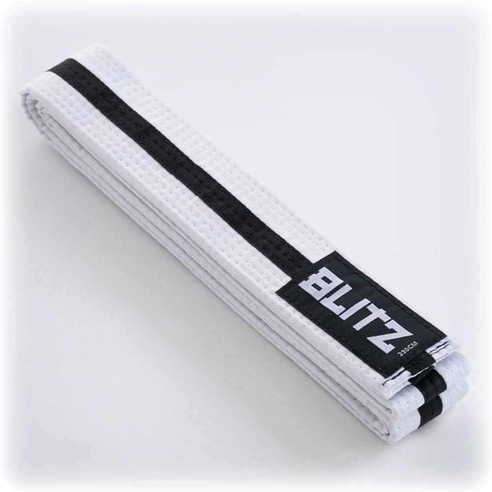Blitz White Belt / Colour Stripe - White / Black - 200cm