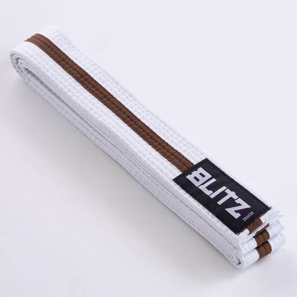 Blitz White Belt / Colour Stripe - White / Brown - 240cm
