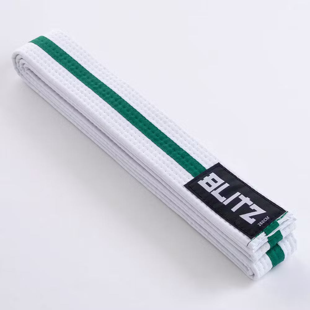 Blitz White Belt / Colour Stripe - White / Green - 320cm
