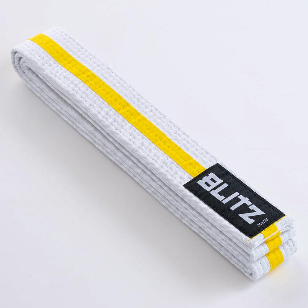 Blitz White Belt / Colour Stripe - White / Yellow - 200cm