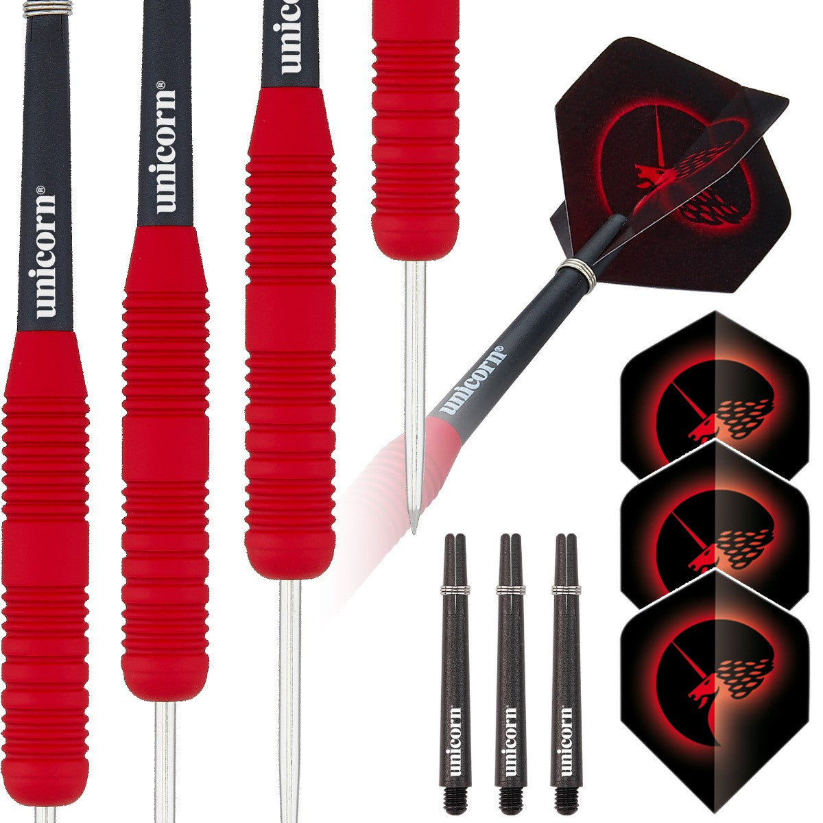Unicorn Core Plus Red Rubberised Steel Tip Dart