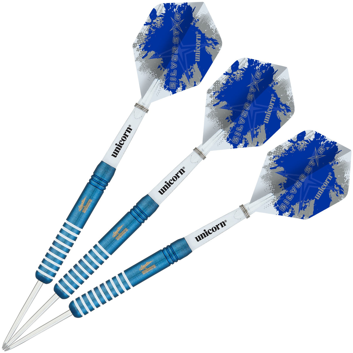 Unicorn Blue Silver Star Gary Anderson Steel Tip Dart - 80% Tungsten