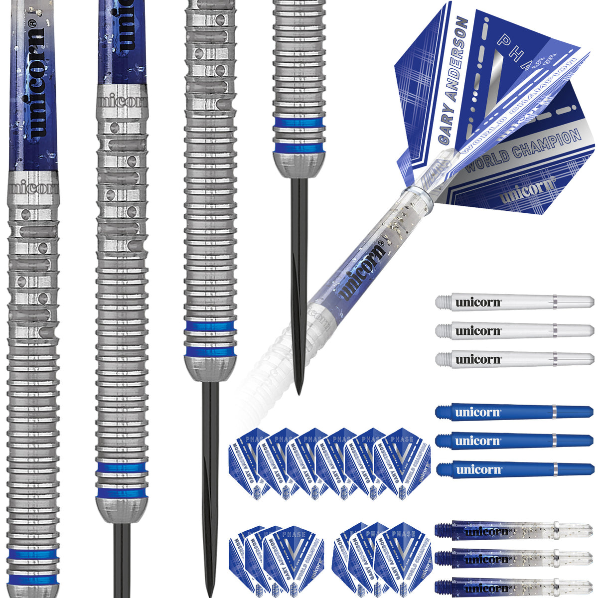 Unicorn World Champion Gary Anderson Phase 5 Steel Tip Dart Set 90% Tungsten