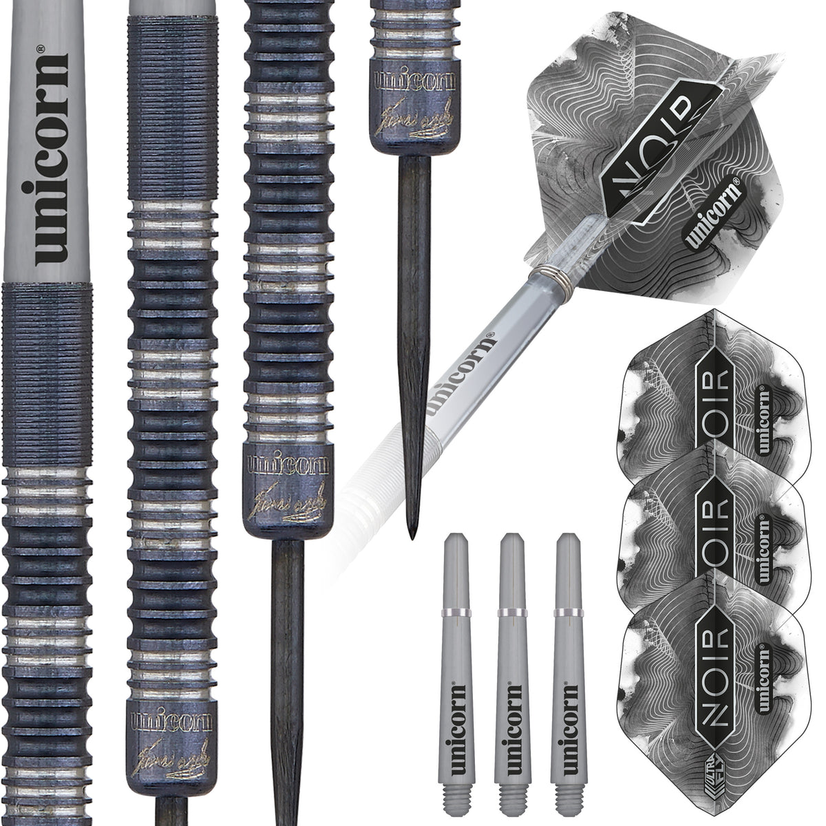 Unicorn Noir James Wade Steel Tip Dart Set 90% Tungsten