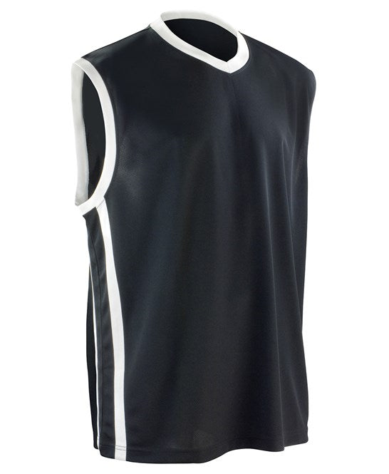 Spiro Men's Quick Dry Basketball Shorts - Black/White, Contrast Trim, Elastic Drawstring Waist, Size Small