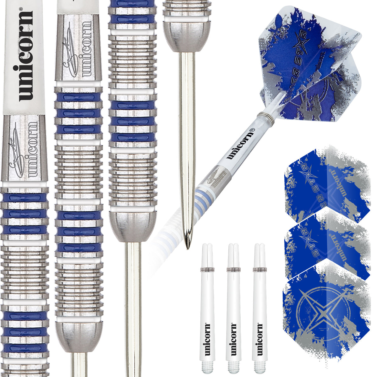 Unicorn Gary Anderson 80% Tungsten Silver Star Steel Tip Dart Set