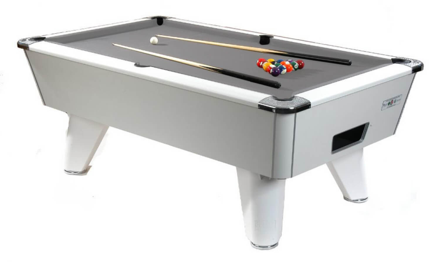 Supreme Winner Mechanical Coin Mechanism Slate Bed Pool Table - White Pearl