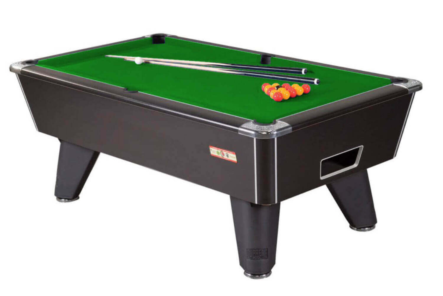 Supreme Winner Mechanical Coin Mechanism Slate Bed Pool Table - Black Pearl