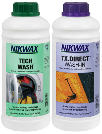 Nikwax Tech Wash/Tx Direct Wash-In Twin Pack 1.0 Litre