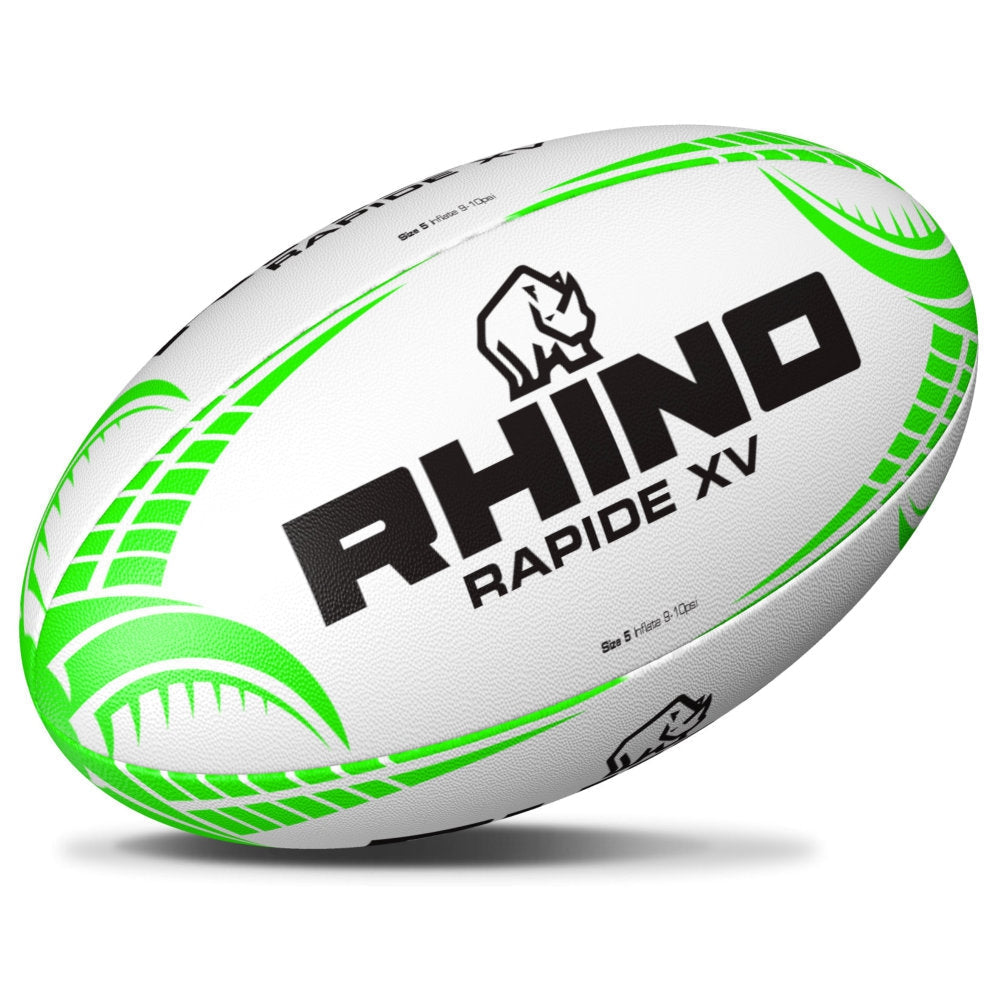 Rhino Rugby Ball Rapide White Xv - Size 4