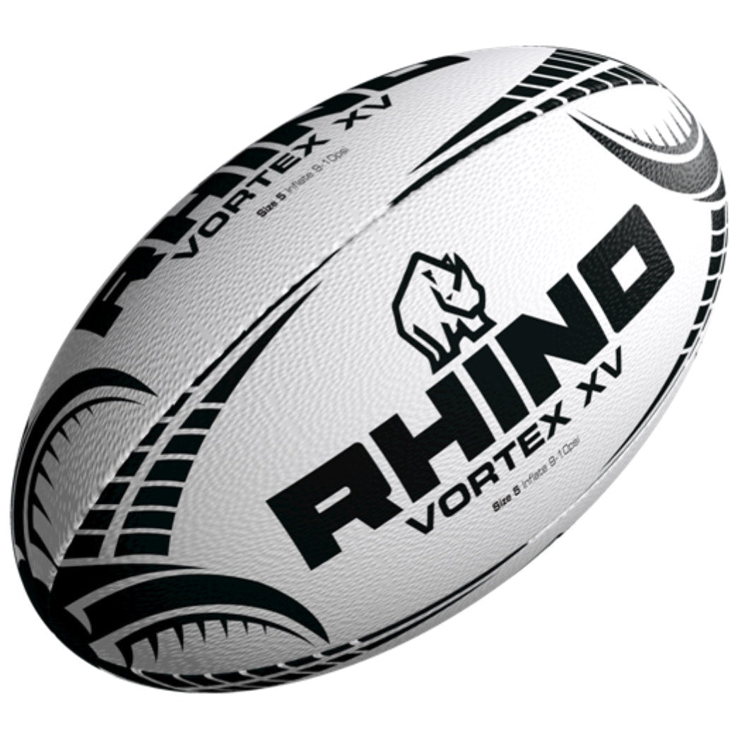 Rhino Rugby Ball Vortex White Xv-Size 5